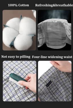 100% Cotton Plaid Pajama Pants Men Comfortable Widen Waist Elastic Pajamas Sleep Shorts Button Placket PJ Pants Pijama Hombre