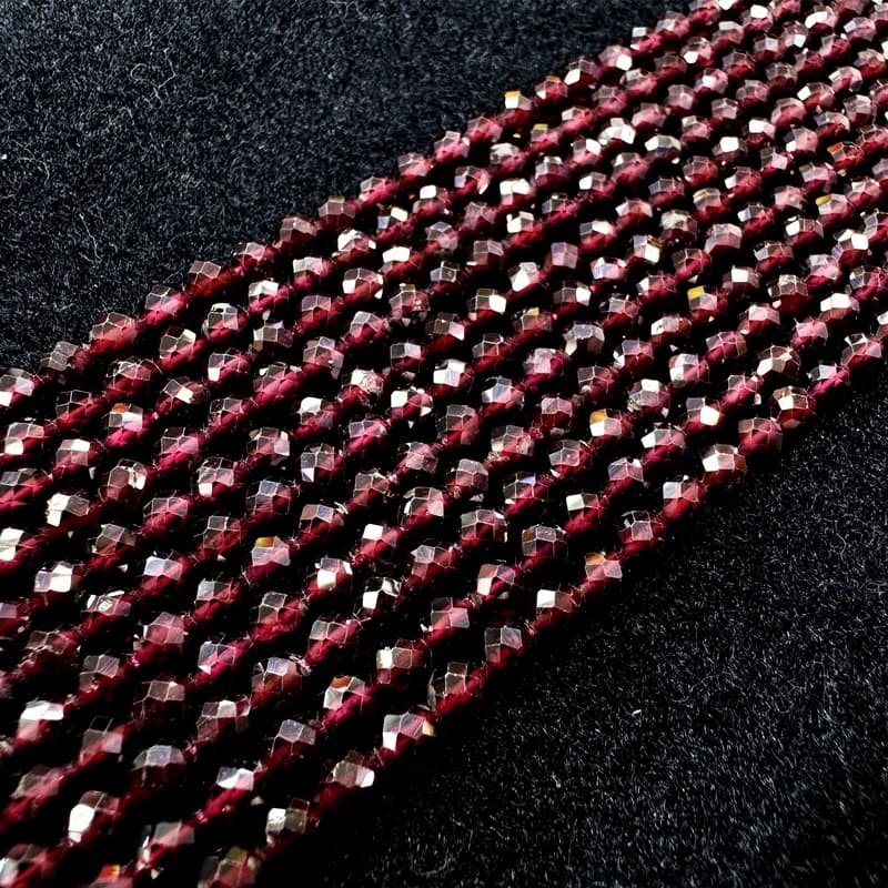 Natural Faceted Red Garnet Tiny Seed Small Loose Round Beads 2/3/4MM For Jewelry Making DIY Bracelets Necklace Accessories