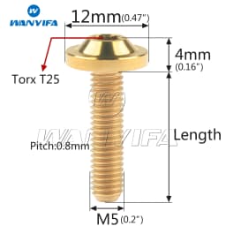 Wanyifa Titanium Ti Bolt M5x10/12/15/20/25/30/35mm Torx T25 Head Screws for Ride Modification Fastener