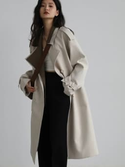 CHIC VEN Women Trench Coat Solid Loose Contrast Double Collar Double Breasted Long Female Windbreaker Office Lady Spring Autumn
