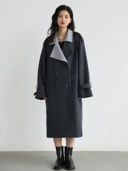 CHIC VEN Women Trench Coat Solid Loose Contrast Double Collar Double Breasted Long Female Windbreaker Office Lady Spring Autumn