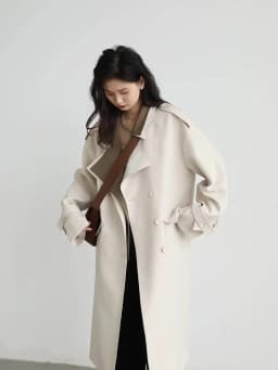 CHIC VEN Women Trench Coat Solid Loose Contrast Double Collar Double Breasted Long Female Windbreaker Office Lady Spring Autumn