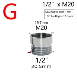 Brass Silver Water Faucet Coupler 1/2 To M16 M18 M20 M22 M24 M28 Thread Connector Fittings For Bubbler Kitchen And Bathroom