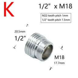 Brass Silver Water Faucet Coupler 1/2 To M16 M18 M20 M22 M24 M28 Thread Connector Fittings For Bubbler Kitchen And Bathroom