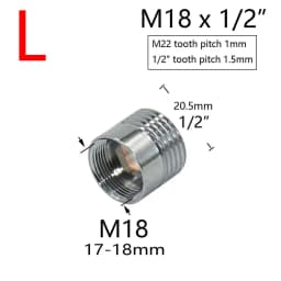 Brass Silver Water Faucet Coupler 1/2 To M16 M18 M20 M22 M24 M28 Thread Connector Fittings For Bubbler Kitchen And Bathroom