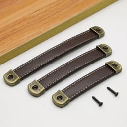 Furniture Cabinet Door Handle Cowhide Small Wardrobe Drawer Door Pull Wooden Box Gift Box Leather Handle