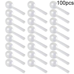 100pcs 1g White Plastic Food Grade PP Plastic DIY Baking Supplies Measuring Spoon Gram Scoop Food Baking Medicine Powder