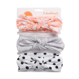 3Pcs/Set Solid Cotton Baby Headband with Card Heart Striped Print Bow Tie Knot Hair Band For Girls Headwrap Newborn Accessories