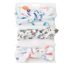 3Pcs/Set Solid Cotton Baby Headband with Card Heart Striped Print Bow Tie Knot Hair Band For Girls Headwrap Newborn Accessories