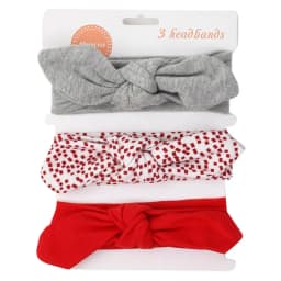 3Pcs/Set Solid Cotton Baby Headband with Card Heart Striped Print Bow Tie Knot Hair Band For Girls Headwrap Newborn Accessories