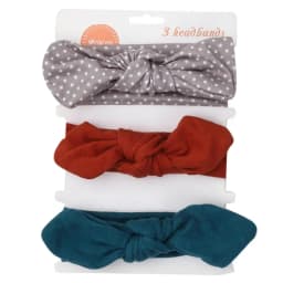 3Pcs/Set Solid Cotton Baby Headband with Card Heart Striped Print Bow Tie Knot Hair Band For Girls Headwrap Newborn Accessories