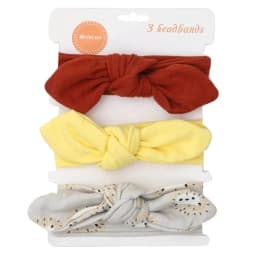 3Pcs/Set Solid Cotton Baby Headband with Card Heart Striped Print Bow Tie Knot Hair Band For Girls Headwrap Newborn Accessories