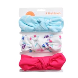 3Pcs/Set Solid Cotton Baby Headband with Card Heart Striped Print Bow Tie Knot Hair Band For Girls Headwrap Newborn Accessories