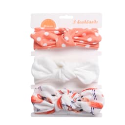 3Pcs/Set Solid Cotton Baby Headband with Card Heart Striped Print Bow Tie Knot Hair Band For Girls Headwrap Newborn Accessories