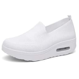 Women's Casual Slip on Sneakers Breathable Flying Woven Mesh Upper Jogging Shoes for Walking Biking Driving