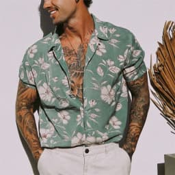 Summer Hawaiian Floral Beach Casual Plus Size Shirt 3D Coconut Pattern T-shirt Retro Tree Short Sleeve Vacation Man Slim Korean