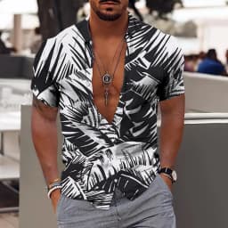 Summer Hawaiian Floral Beach Casual Plus Size Shirt 3D Coconut Pattern T-shirt Retro Tree Short Sleeve Vacation Man Slim Korean