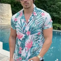 Summer Hawaiian Floral Beach Casual Plus Size Shirt 3D Coconut Pattern T-shirt Retro Tree Short Sleeve Vacation Man Slim Korean