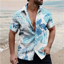 Summer Hawaiian Floral Beach Casual Plus Size Shirt 3D Coconut Pattern T-shirt Retro Tree Short Sleeve Vacation Man Slim Korean
