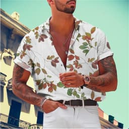 Summer Hawaiian Floral Beach Casual Plus Size Shirt 3D Coconut Pattern T-shirt Retro Tree Short Sleeve Vacation Man Slim Korean