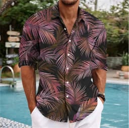 Summer Hawaiian Floral Beach Casual Plus Size Shirt 3D Coconut Pattern T-shirt Retro Tree Short Sleeve Vacation Man Slim Korean