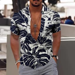 Summer Hawaiian Floral Beach Casual Plus Size Shirt 3D Coconut Pattern T-shirt Retro Tree Short Sleeve Vacation Man Slim Korean