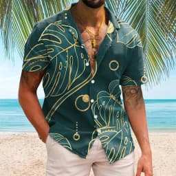 Summer Hawaiian Floral Beach Casual Plus Size Shirt 3D Coconut Pattern T-shirt Retro Tree Short Sleeve Vacation Man Slim Korean