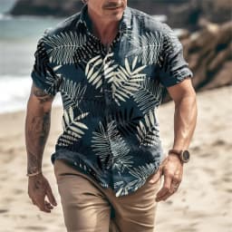 Summer Hawaiian Floral Beach Casual Plus Size Shirt 3D Coconut Pattern T-shirt Retro Tree Short Sleeve Vacation Man Slim Korean