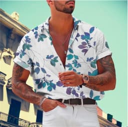 Summer Hawaiian Floral Beach Casual Plus Size Shirt 3D Coconut Pattern T-shirt Retro Tree Short Sleeve Vacation Man Slim Korean