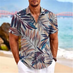 Summer Hawaiian Floral Beach Casual Plus Size Shirt 3D Coconut Pattern T-shirt Retro Tree Short Sleeve Vacation Man Slim Korean