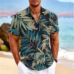 Summer Hawaiian Floral Beach Casual Plus Size Shirt 3D Coconut Pattern T-shirt Retro Tree Short Sleeve Vacation Man Slim Korean