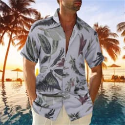 Summer Hawaiian Floral Beach Casual Plus Size Shirt 3D Coconut Pattern T-shirt Retro Tree Short Sleeve Vacation Man Slim Korean