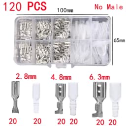 120pcs Box-Packed,Gold/Silver Crimp Terminal,Female 2.8/4.8/6.3mm No Male,Wire Connector,Electrical Terminals