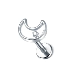 1PC Steel Moon Lighting Labret Bar Rings Crystal Flower Tragus Cartilage Piercing Rook Lobe Ear Helix Piercing Screw Fit Top 16g