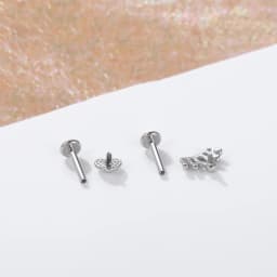1PC Steel Moon Lighting Labret Bar Rings Crystal Flower Tragus Cartilage Piercing Rook Lobe Ear Helix Piercing Screw Fit Top 16g