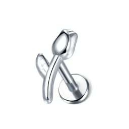 1PC Steel Moon Lighting Labret Bar Rings Crystal Flower Tragus Cartilage Piercing Rook Lobe Ear Helix Piercing Screw Fit Top 16g