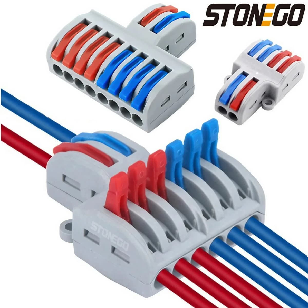 STONEGO Wire Fast Connector 2 In 4/6/8 Out Wire Splitter Terminal Compact Wiring Cable Connector