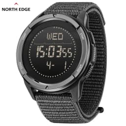 NORTH EDGE ALPS Men's Digital Carbon Fiber Watch Shock Militray Sports Super Light Outdoor Compass Waterproof 50M Wristwatches