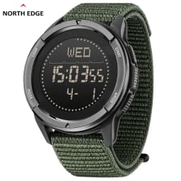 NORTH EDGE ALPS Men's Digital Carbon Fiber Watch Shock Militray Sports Super Light Outdoor Compass Waterproof 50M Wristwatches