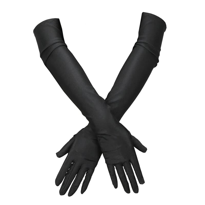 Women Long Gloves Finger Elbow Protection Opera Evening Party Prom Costume Adult Fashion Accessories Breathable Black Mittens