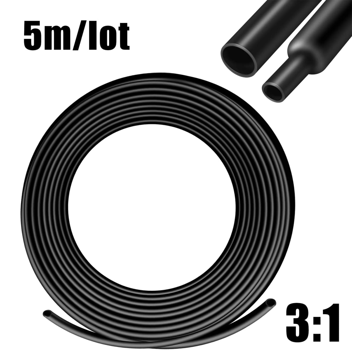 5M 3:1 Heat Shrink Tube With Glue Inside Diameter 1.6/2.4/3.2/4.8/6.4/7.9/9.5/12.7mm Adhesive Lined Sleeve Wrap