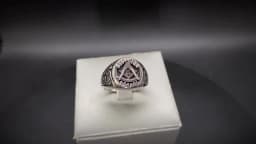 Original Design Freemason Logo Retro Thai Silver Unisex Rings Promotion Jewelry For Women Men Cheap Gifts
