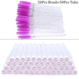 50/100pcs Diamond Eyebrow Brush Tube Disposable Eyelash Brush Reusable Crystal Eyelash Brush Replaceable Dust-proof Makeup Sets