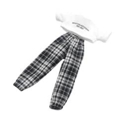 Blyth Clothes Azone OB22 OB24 Doll Accessories Fashion Short T Black White Jeans Plaid Pants Toy Gift