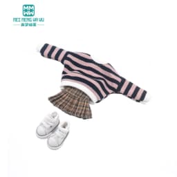Blyth Clothes Azone OB22 OB24 Doll Accessories Fashion Short T Black White Jeans Plaid Pants Toy Gift
