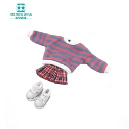 Blyth Clothes Azone OB22 OB24 Doll Accessories Fashion Short T Black White Jeans Plaid Pants Toy Gift