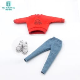 Blyth Clothes Azone OB22 OB24 Doll Accessories Fashion Short T Black White Jeans Plaid Pants Toy Gift
