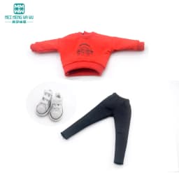 Blyth Clothes Azone OB22 OB24 Doll Accessories Fashion Short T Black White Jeans Plaid Pants Toy Gift