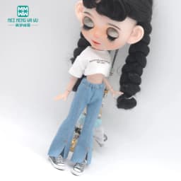 Blyth Clothes Azone OB22 OB24 Doll Accessories Fashion Short T Black White Jeans Plaid Pants Toy Gift