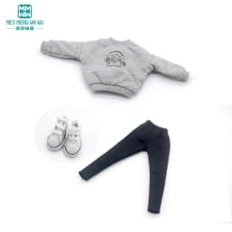 Blyth Clothes Azone OB22 OB24 Doll Accessories Fashion Short T Black White Jeans Plaid Pants Toy Gift